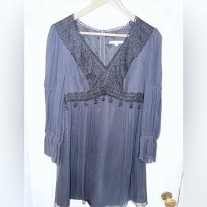 Nanette Lepore Charcoal Lace Mini Dress